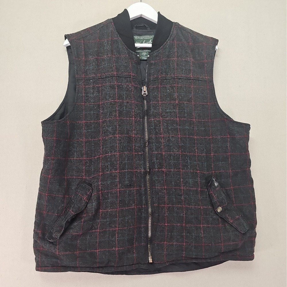 Woolrich Men's Large Plaid Wool Blend Gray Plaid Lined Chore Outdoorsman FLAWS